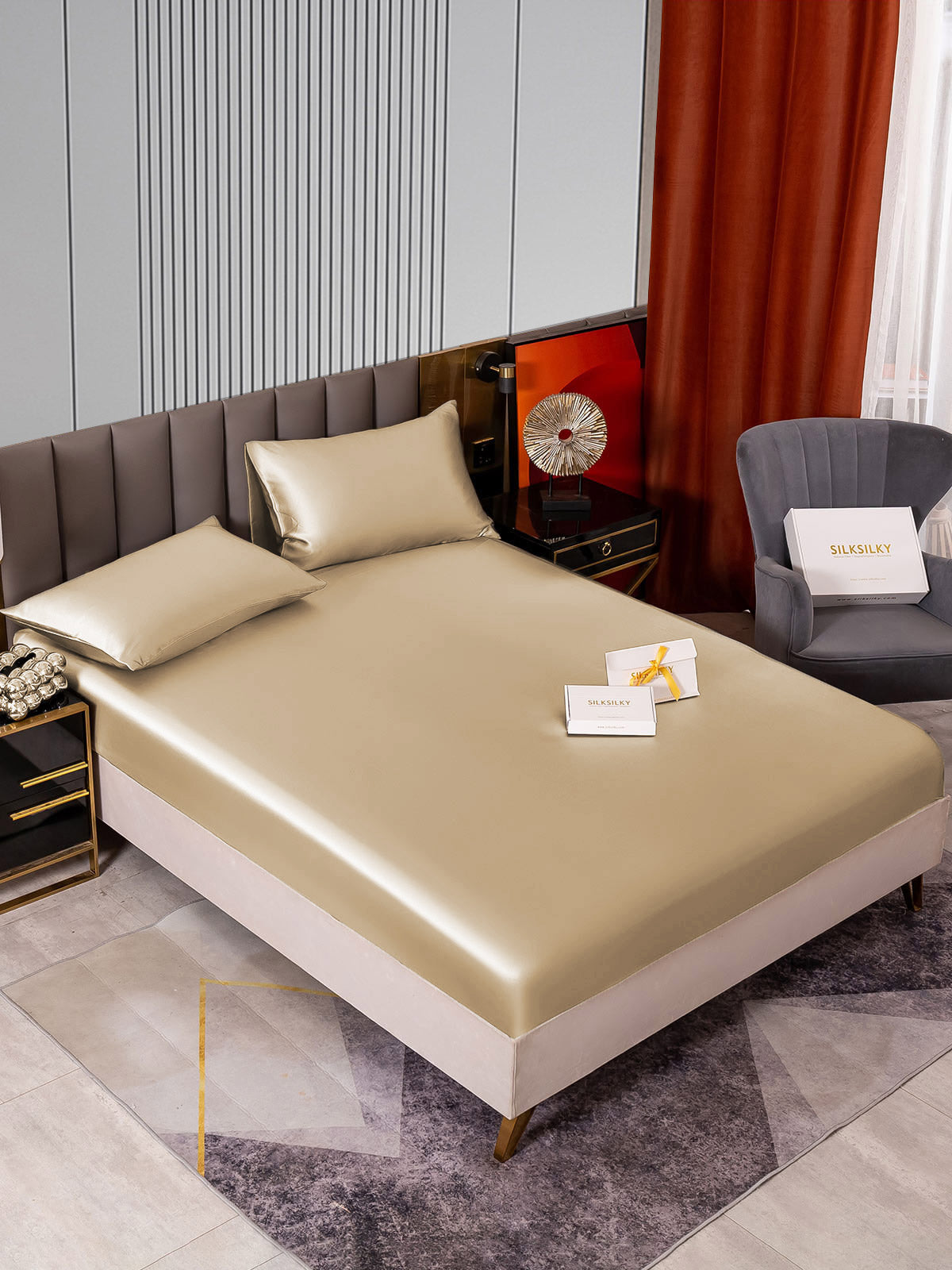 [Beige] SilkSilky-FI 22Momme Bedding Set 002