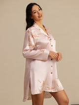 [Pinkki] SilkSilky-FI Long Sleeve Lapel Collar Unipaita 004