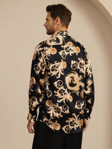 [Musta Lohikäärme] SilkSilky-FI Long Sleeve Lapel Collar Miesten Paita 002