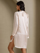 [Beige] SilkSilky-FI Long Sleeve Lapel Collar Unipaita 002