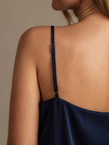 [Tummansininen] SilkSilky-FI 19Momme Spagettihihna Syvä Pyöreä Pääntie Camisole Setti 005