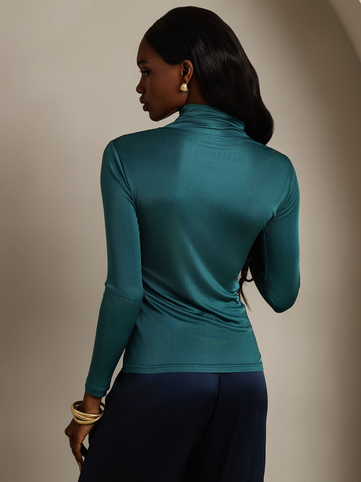 [Tummanvihreä] SilkSilky-FI Silk Long Sleeve Womens T-Shirt 002