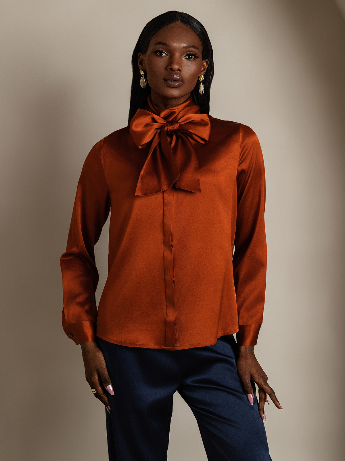 [Karamelli] SilkSilky-FI 19Momme Womens Shirt 003