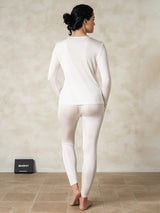 [Valkoinen] SilkSilky-FI Long Sleeve Round Neck Naisten Pitkät Alusvaatteet 002