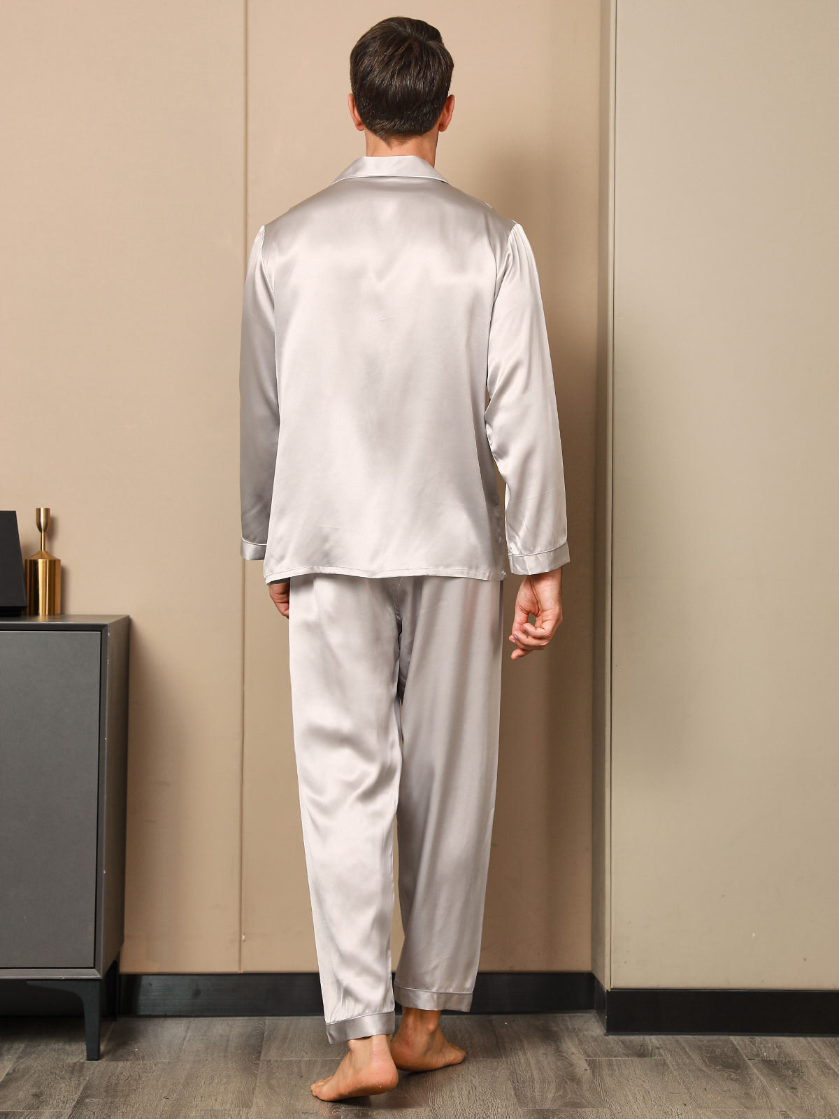 [Harmaa] SilkSilky-FI 19Momme Mens Pajamas 002