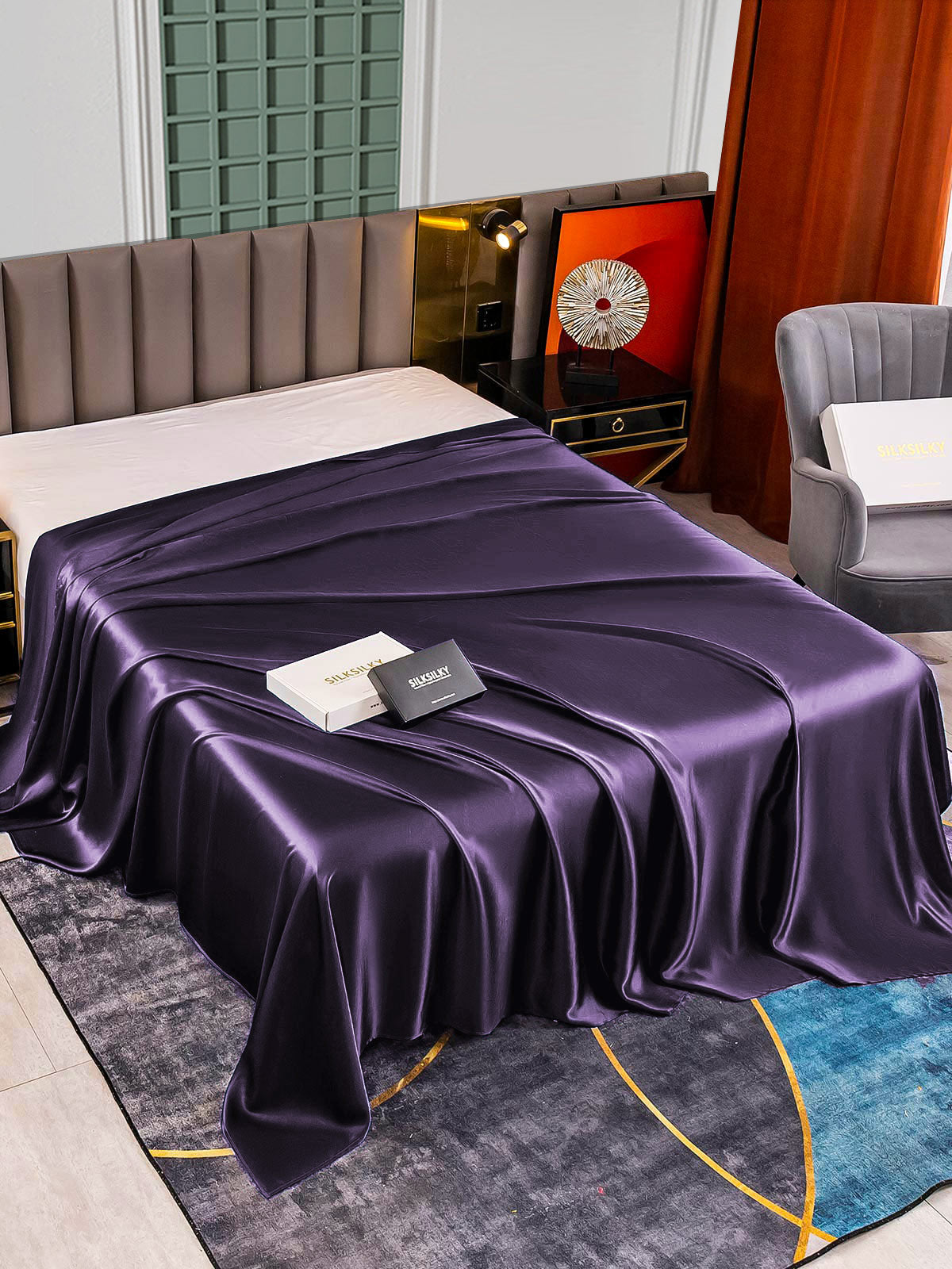 [Tumma Violetti] SilkSilky-FI 25Momme Sheet 001