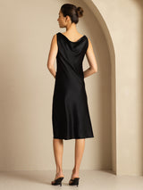 [Musta] SilkSilky-FI Sleeveless Cowl Neck Mekko 002