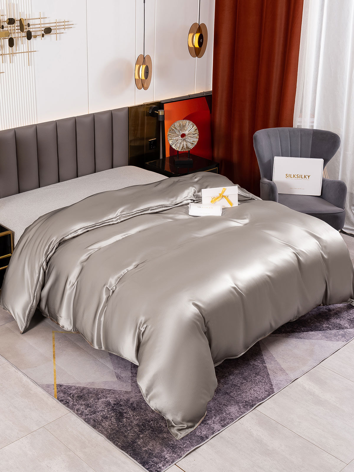 [Harmaa] SilkSilky-FI 19Momme Duvet Cover 004