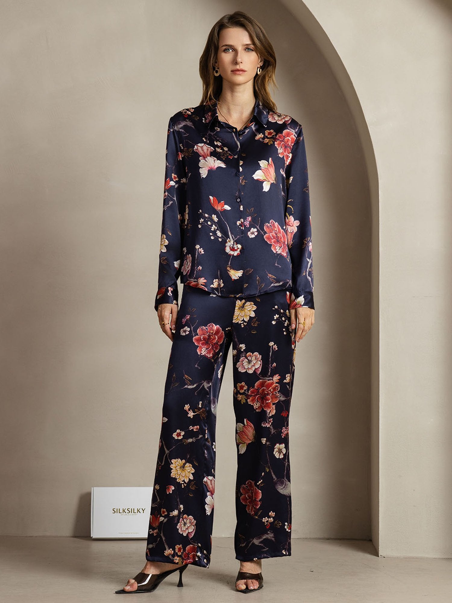 [LaivastoKukka] SilkSilky-FI 19Momme Lapel Collar Women''s Outfit Sets 001
