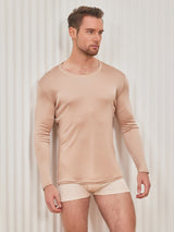 [Beige] SilkSilky-FI Long Sleeve Round Neck Miesten T-paita 004