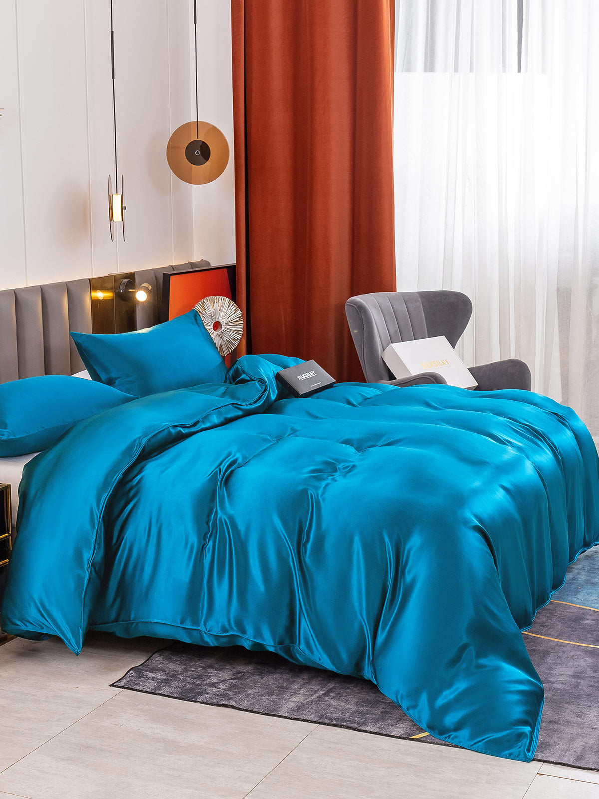 [Sinivihreä] SilkSilky-FI 19Momme Bedding Set 003