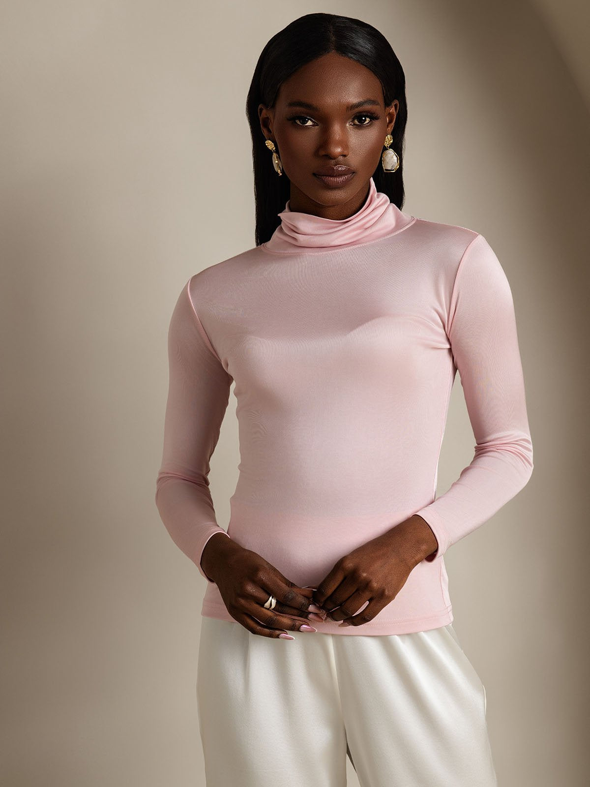 [Korallinpunainen] SilkSilky-FI Silk Long Sleeve Womens T-Shirt 003
