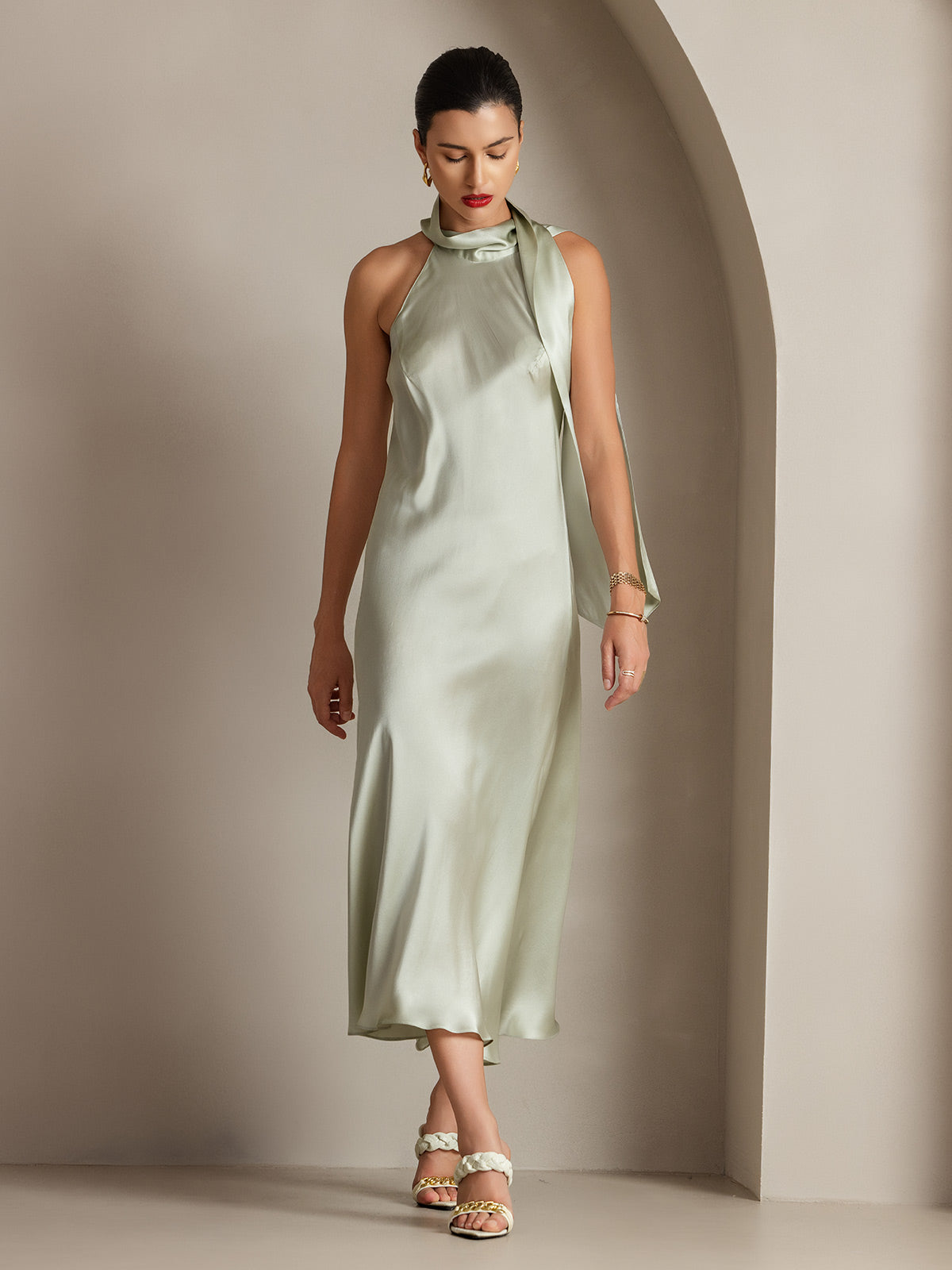 [Vaaleanvihreä] SilkSilky-FI 19Momme Dress 001