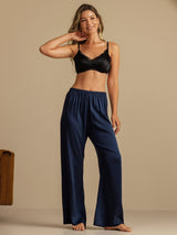[Tummansininen] SilkSilky-FI 19Momme Women's Sleep Pants 008