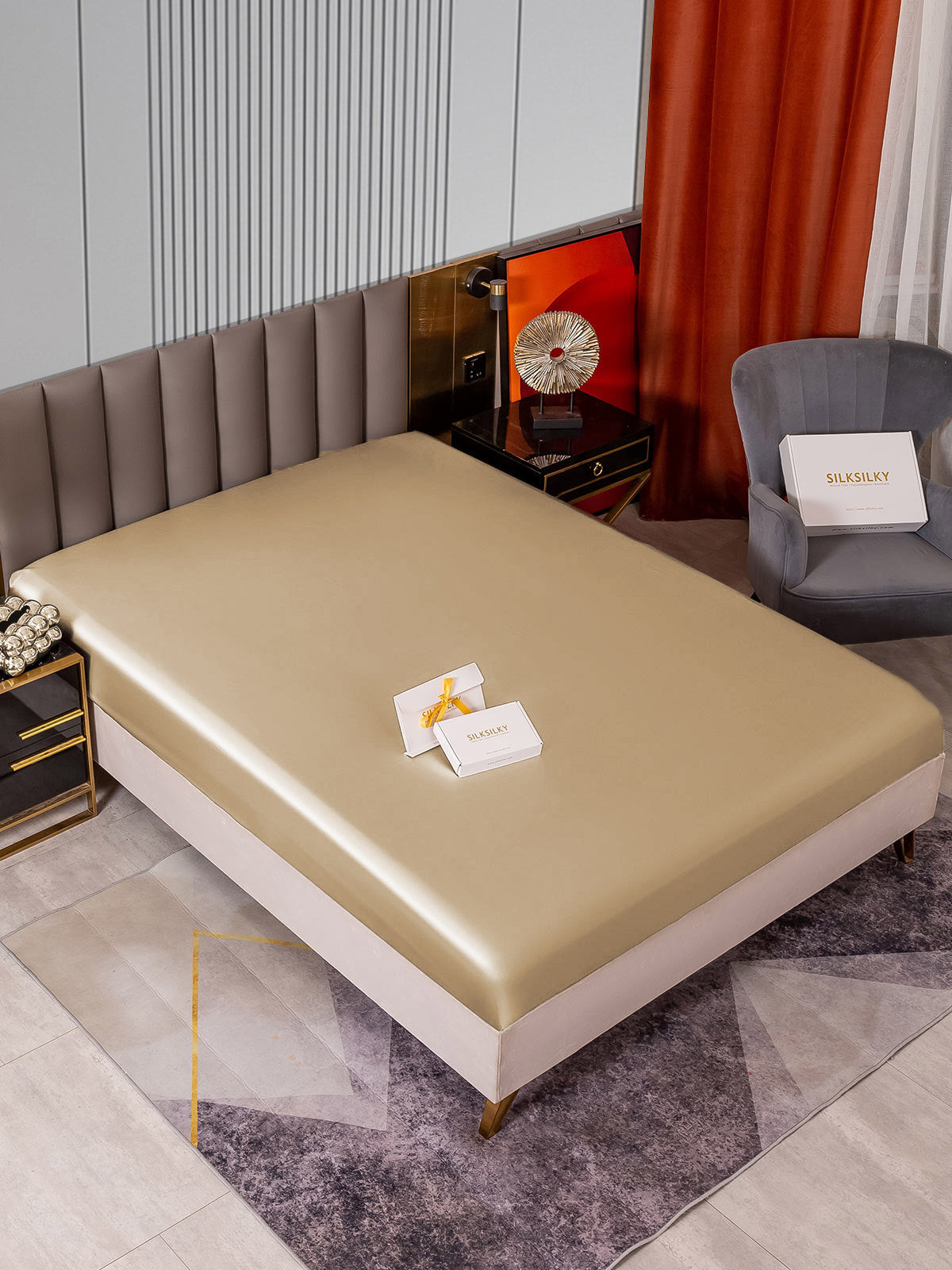 [Beige] SilkSilky-FI 22Momme Pure Silk Sheet 002