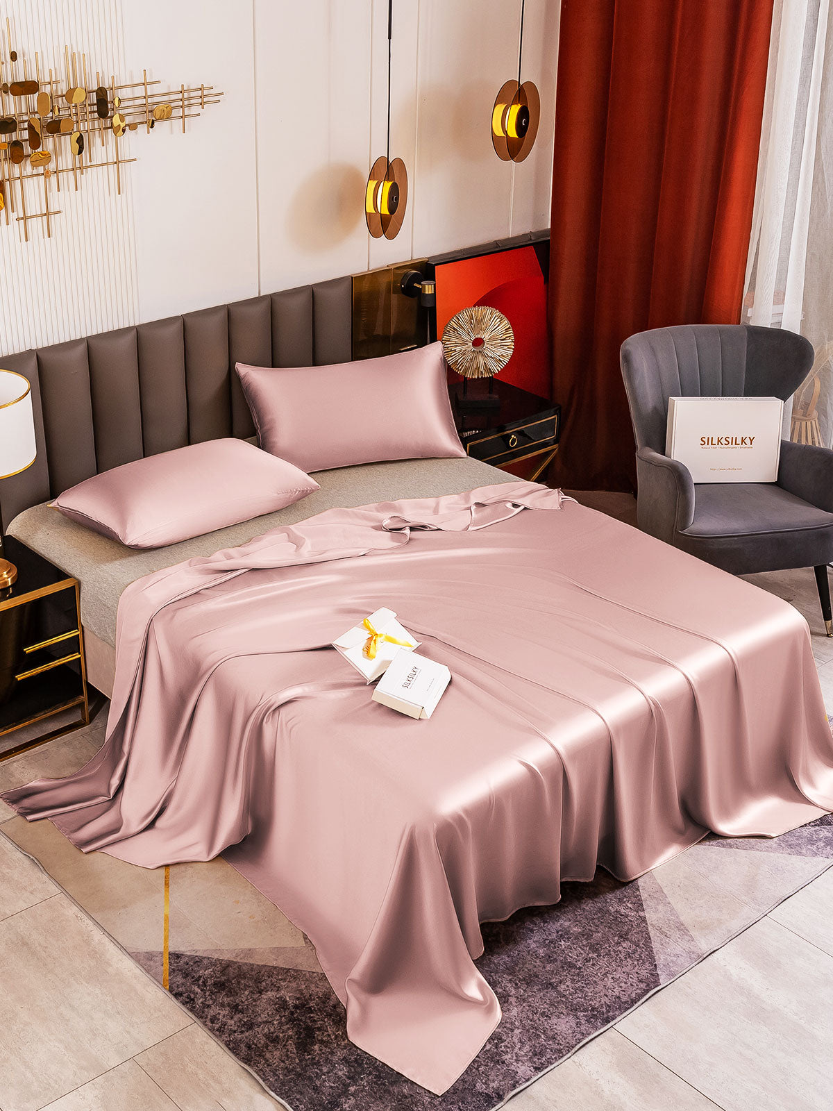 [Vaalean Mauve] SilkSilky-FI 19Momme Bedding Set 001