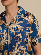 [Navy Lohikäärme] SilkSilky-FI Short Sleeve Notkokaulus Miesten Pyjamat 004