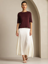 [Windsorviini] SilkSilky-FI Half Sleeve Crew Neck Naisten T-paita 007