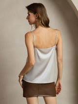 [Hopea] SilkSilky-FI 19Momme Spagettihihna Syvä Pyöreä Pääntie Camisole Top 002