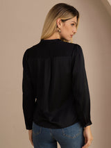 [Musta] SilkSilky-FI Long Sleeve Wrap Naisten Puserot 002