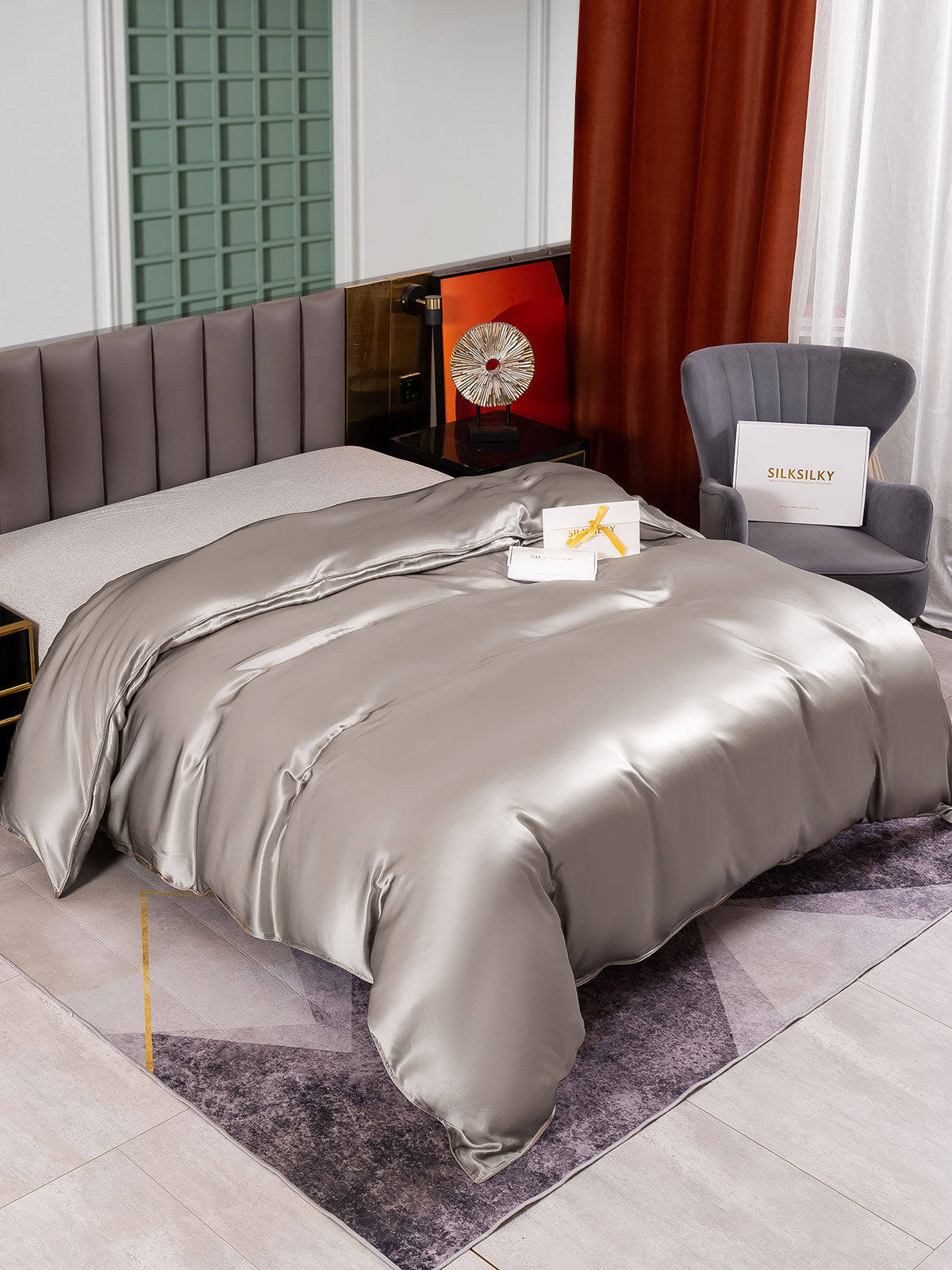 [Harmaa] SilkSilky-FI 25Momme Duvet Cover 002