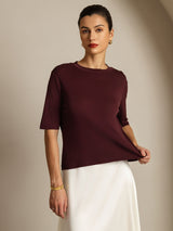 [Windsorviini] SilkSilky-FI Half Sleeve Crew Neck Naisten T-paita 006