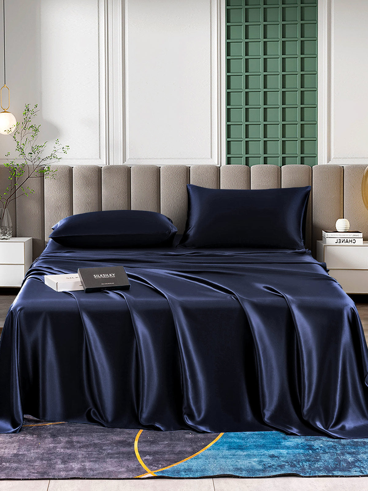 [Tummansininen] SilkSilky-FI 25Momme Bedding Set 001