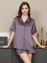 [Purppuranharmaa] SilkSilky-FI Short Sleeve Notkokaulus Naisten Pyjamat 003