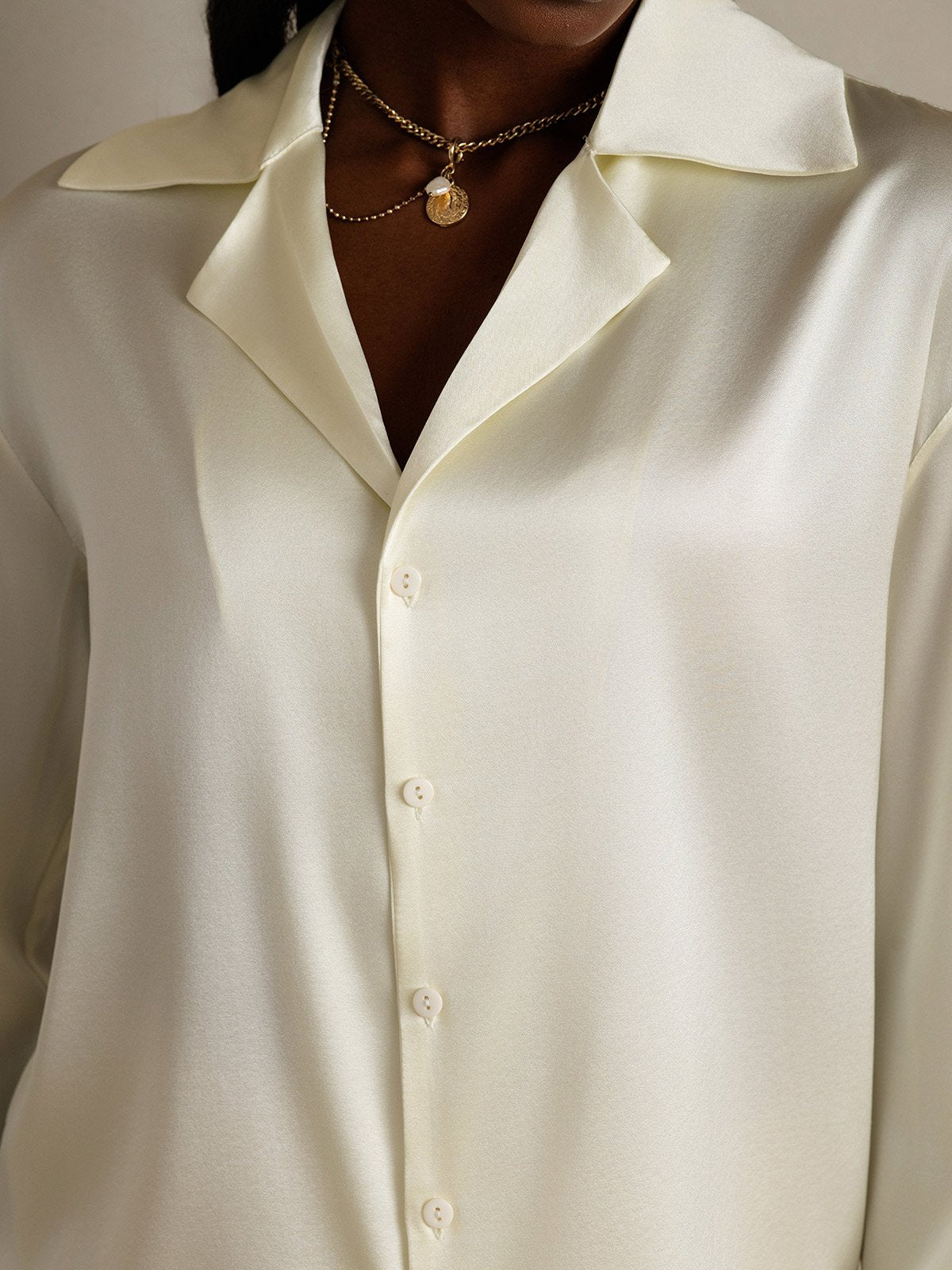 SilkSilky-FI 19Momme Womens Shirt Norsunluu 007