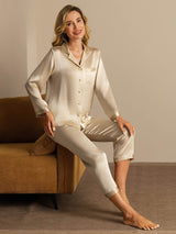 [Samppanja] SilkSilky-FI Long Sleeve Notkokaulus Naisten Pyjamat 005