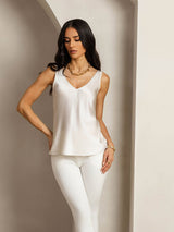 [Vaalean Harmaa] SilkSilky-FI Sleeveless V Neck Camisole Top 005