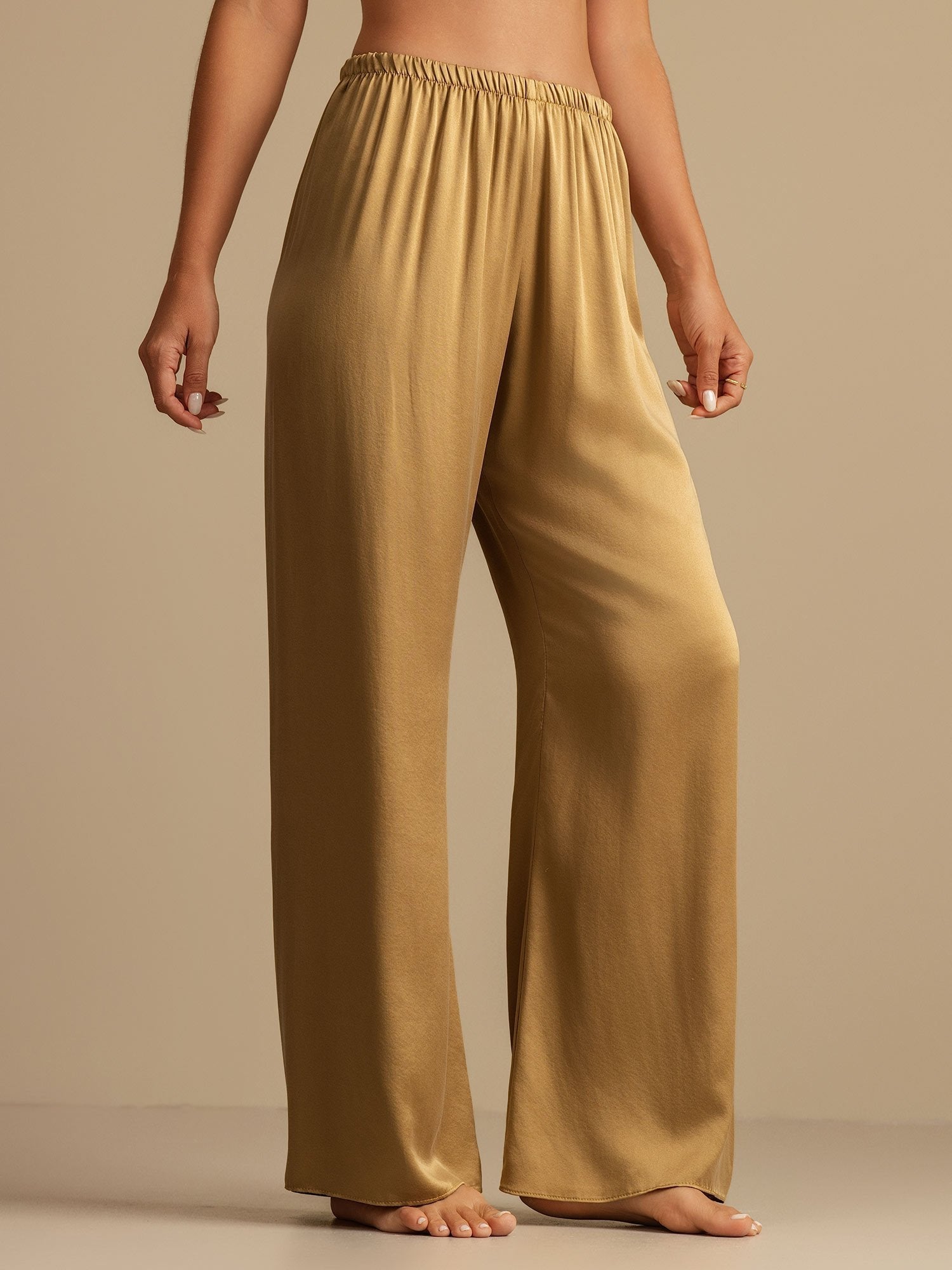 [Tan] SilkSilky-FI 19Momme Womens Sleep Bottoms 003,