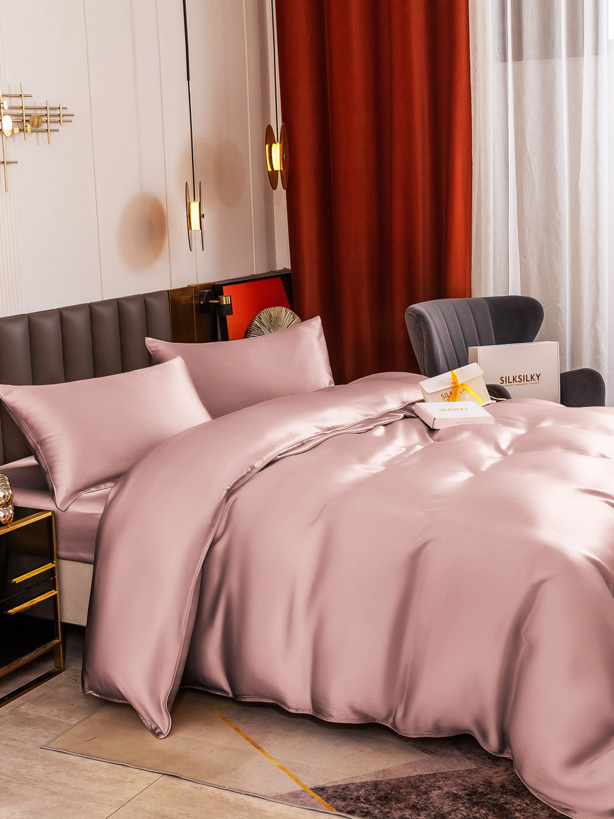 [Vaalean Mauve] SilkSilky-FI 19Momme Bedding Set 006