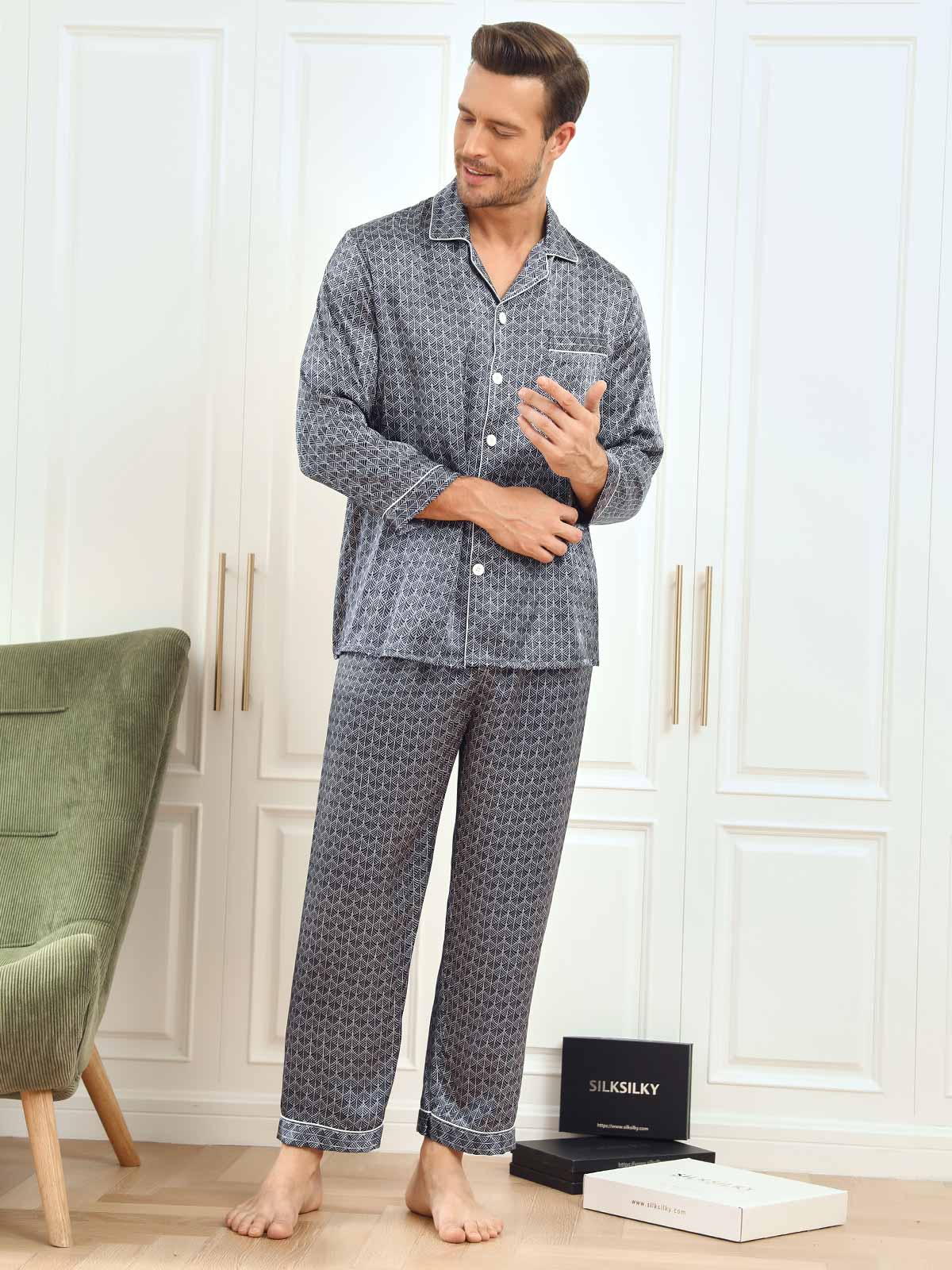 [Laivasto Ginkgo] SilkSilky-FI 19Momme Mens Pajamas 007