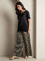 [Multi] SilkSilky-FI Pure Silk Short Sleeve Round Neck Naisten Pyjamat 008