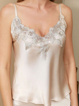 [Beige] SilkSilky-FI Spaghetti Strap V Neck Camisole Setti 004