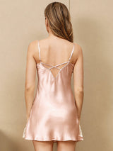 [Pinkki] SilkSilky-FI 3/4 Sleeve V Neck Yöpaita ja Aamutakkisetti 005