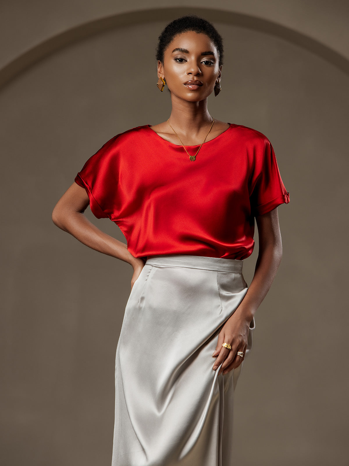 [Viini] SilkSilky-FI 19Momme Womens T-Shirt 003,