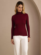 [Viini] SilkSilky-FI Long Sleeve Turtle Neck Naisten T-paita 001