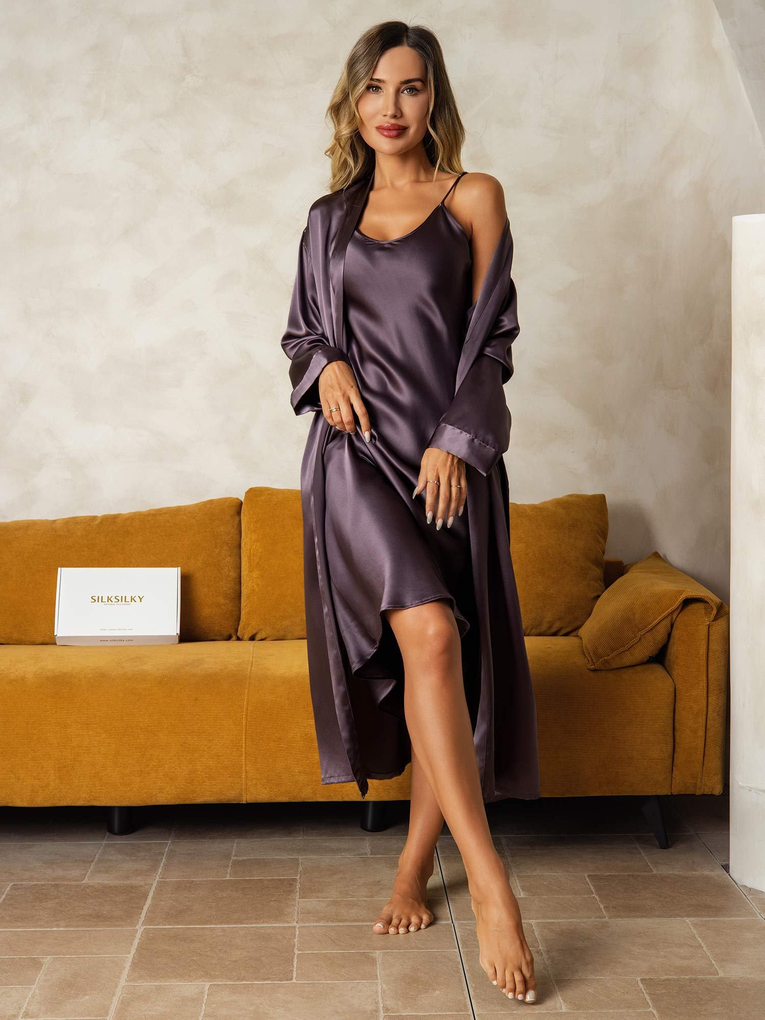 [Purppuranharmaa] SilkSilky-FI Wrap Yöpaita ja Aamutakkisetti 005