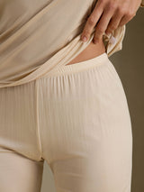 [Beige] SilkSilky-FI Long Sleeve V Neck Naisten Pitkät Alusvaatteet 005