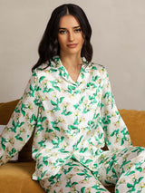 [Vihreä Kukka] SilkSilky-FI Womens Pajamas 001,