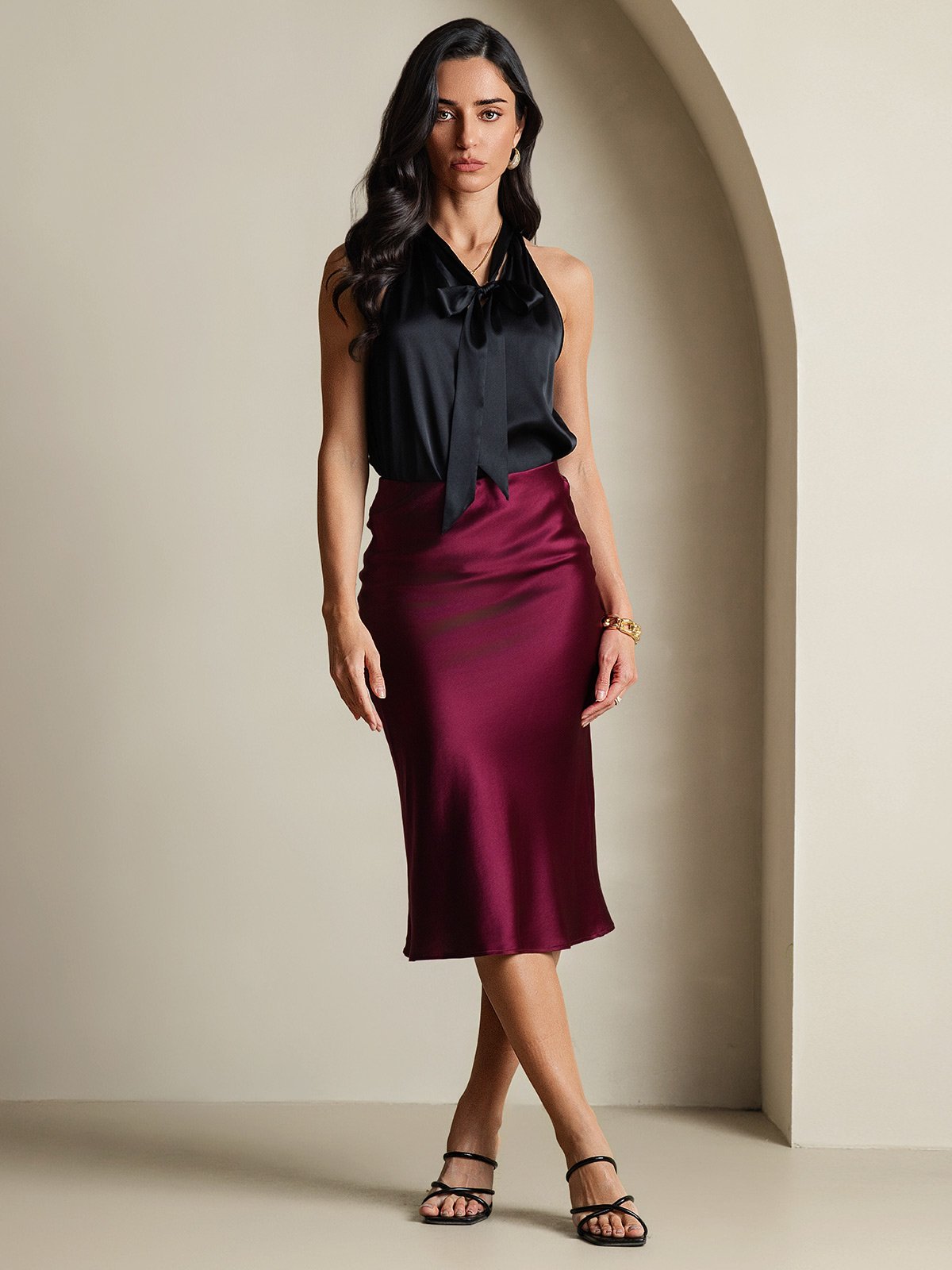 SilkSilky-FI 19Momme Womens Shirt Musta 006