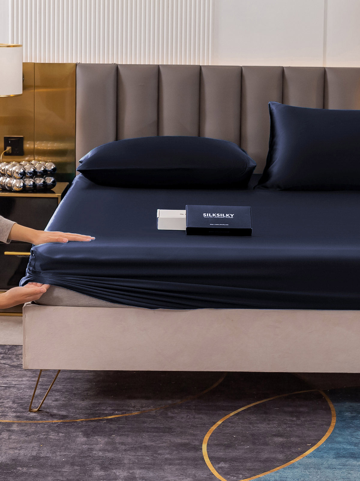 [Tummansininen] SilkSilky-FI 19Momme Bedding Set 006
