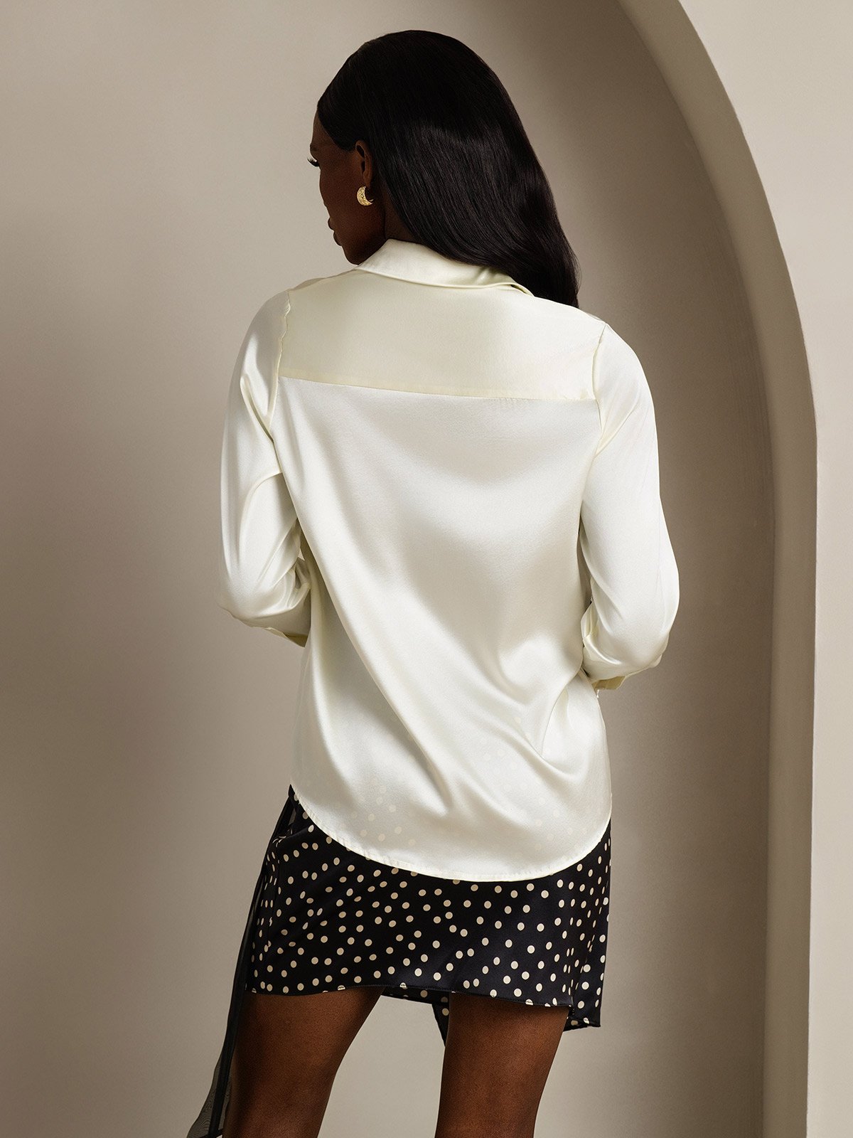 SilkSilky-FI 19Momme Womens Shirt Norsunluu 002