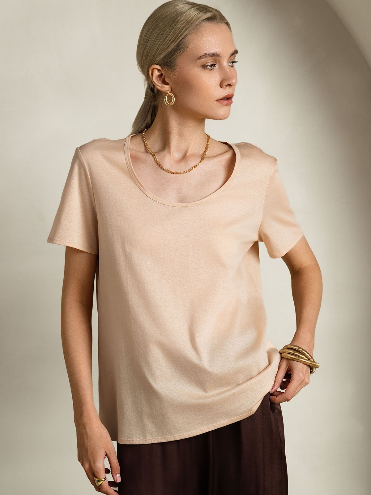 SilkSilky-FI Womens T-Shirt Beige 003