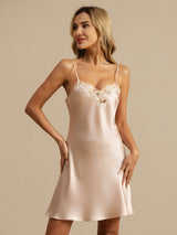 [Pinkki] SilkSilky-FI Spaghetti Strap V Neck Yöpaita 007