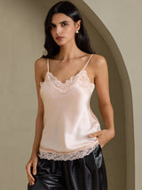 [Pinkki] SilkSilky-FI Spaghetti Strap V Neck Camisole Top 003