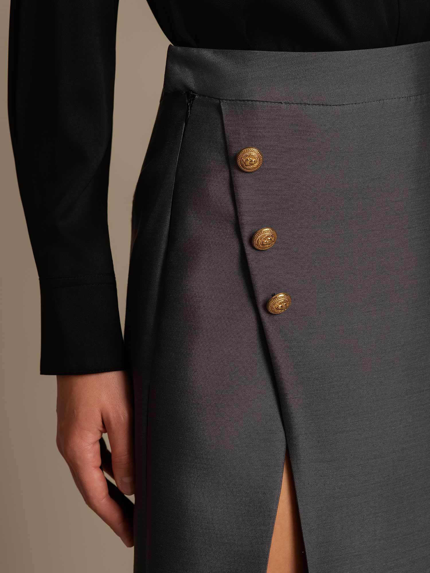 [Harmaa] SilkSilky-FI 32Momme Silk-Wool Blend Skirt 004,