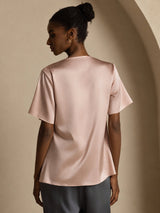 [Toscana] SilkSilky-FI Short Sleeve Cowl Neck Naisten Puserot 002